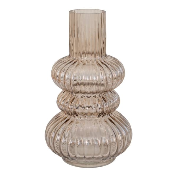 Rootz Vintage Glass -maljakko - Suun puhaltettu koristeellinen maljakko - Portainen savustettu viimeistely - lisää eleganssia - Ø15x25 cm