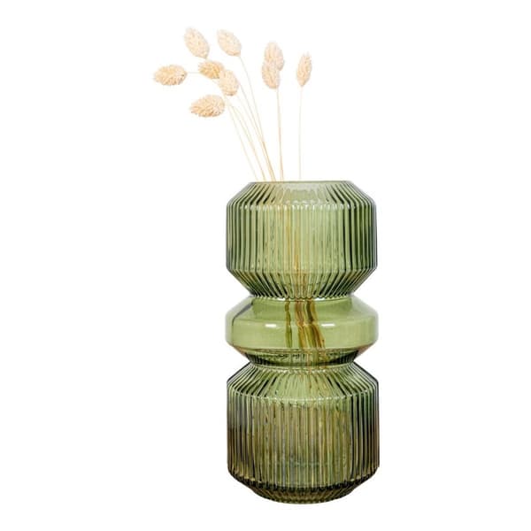 Rootz Green Glass Vase - Decorative Vase - Modern Glass Vase - Lägger till elegans - Ø12x25 cm