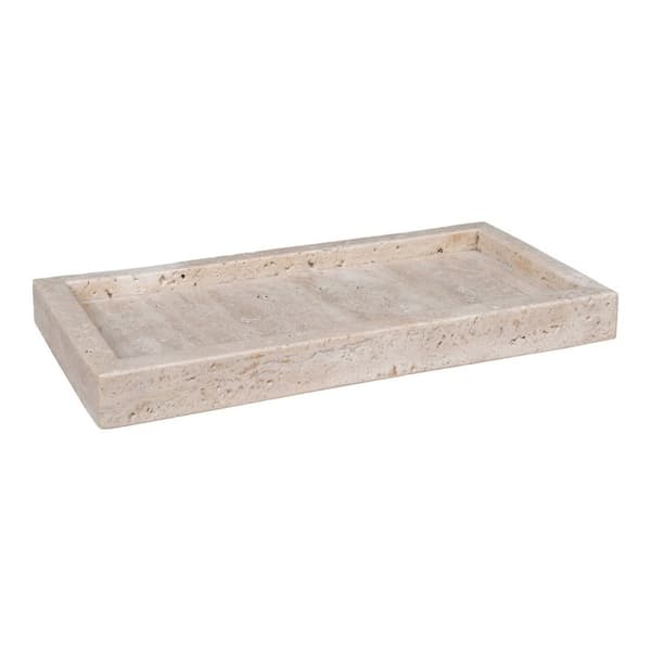 Rootz travertinbricka - Natural Stone - Beige Decor Tray - Hållbar design - 30,5 cm x 15 cm x 3 cm