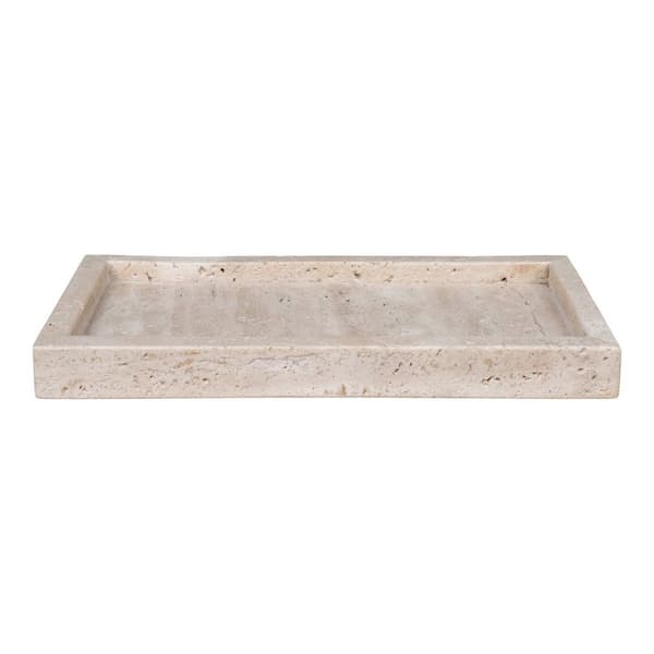 Rootz travertinbricka - Natural Stone - Beige Decor Tray - Hållbar design - 30,5 cm x 15 cm x 3 cm