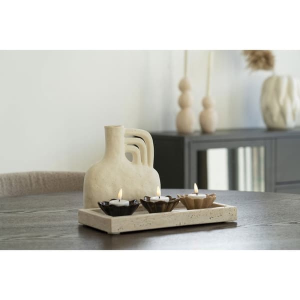 Rootz travertinbricka - Natural Stone - Beige Decor Tray - Hållbar design - 30,5 cm x 15 cm x 3 cm