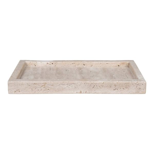 Rootz travertinbricka - Natural Stone - Beige Decor Tray - Hållbar design - 30,5 cm x 15 cm x 3 cm