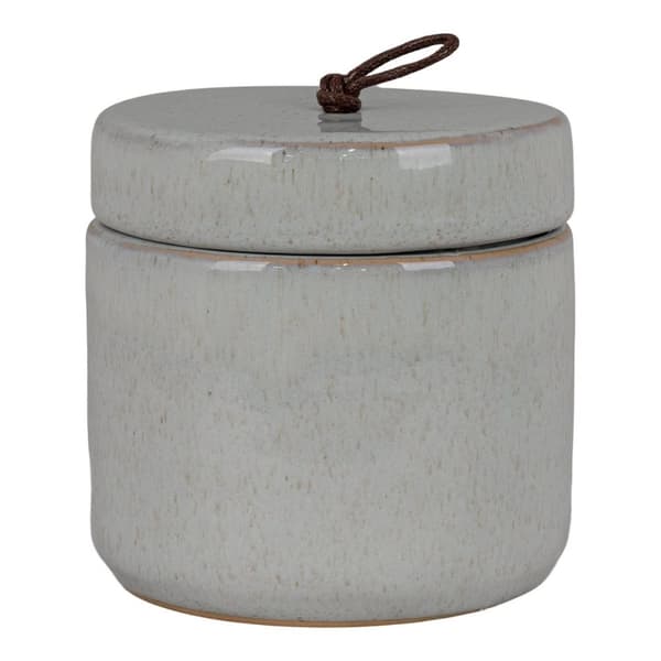 Rootz keramisk lagringsburk med lock - stengodsbehållare - rustik heminredning - minimalistisk stil - Ø10.5x10 cm