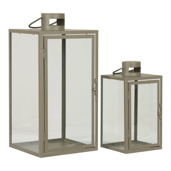 Rootz Corfu Lantern Set - Dekorativa lyktor - Outdoor Hanging Lanterns - Hållbart stål och glas - Small: 13x13x25.5cm, Large: 19.5x19.5x40cm