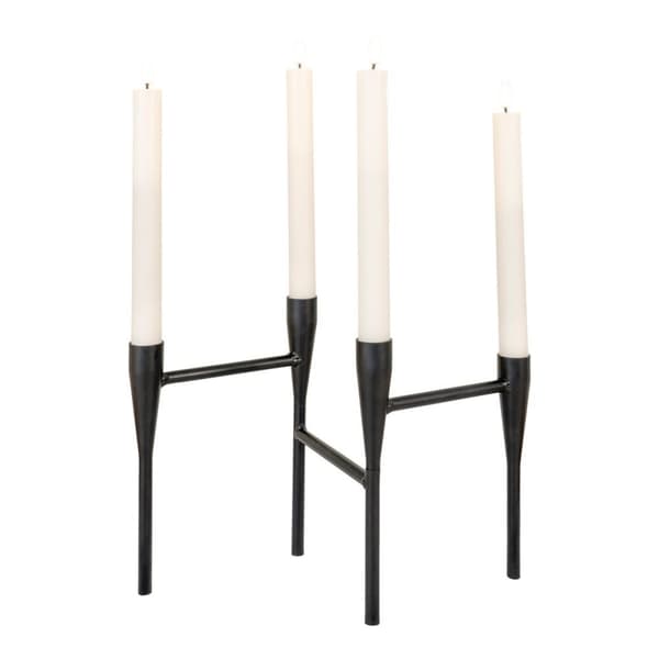 Rootz Black Steel Candle Holder - Centerpiece - Modern Decor - Geometric Design - Skapar elegant atmosfär - 15x28x21 cm