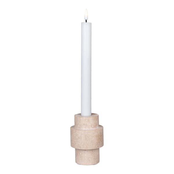 Rootz Travertine -kynttiläpidike - luonnonkivi - beige sisustus aksentti - parantaa tunnelmaa - Ø7x10cm