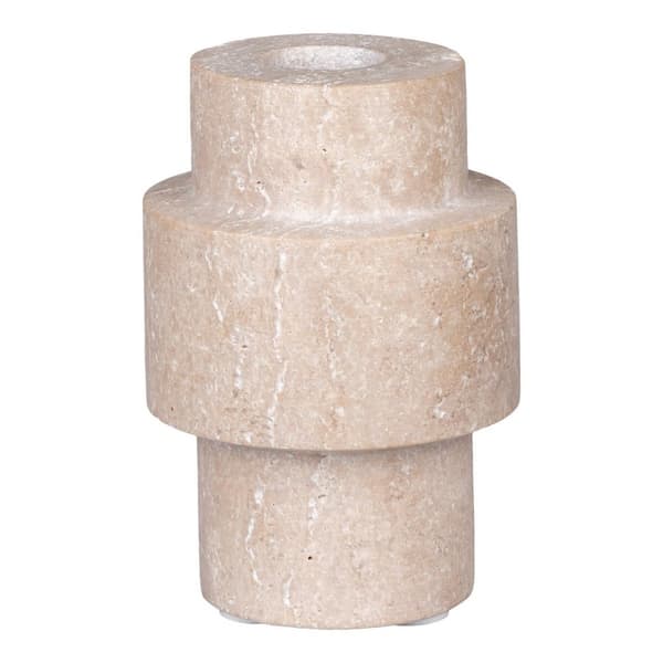 Rootz Travertine -kynttiläpidike - luonnonkivi - beige sisustus aksentti - parantaa tunnelmaa - Ø7x10cm