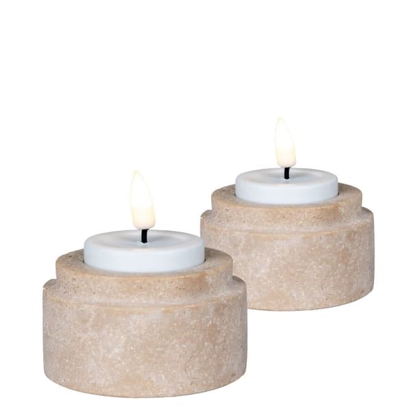 Rootz Tealight Holder -sarja - Travertine -kynttilänjalka - luonnonkivi - 7cm x 7cm x 4,5 cm - tyylikäs kodinsisustus