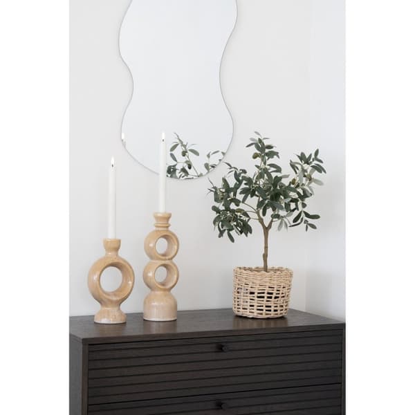 Rootz Modern Candle Holder - Staplad cirkulär design - Ceramic Decor Piece - Drable Build - 10.7x9.5x30.5 cm
