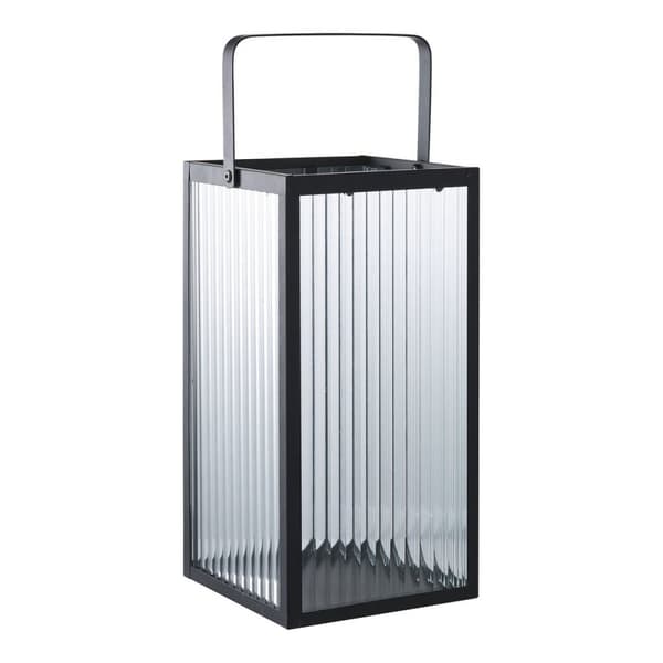 Rootz Black Metal/Glass Lantern - Candle Holder - Dekorativ ljus - Stylish Design - 15 cm x 15 cm x 30 cm