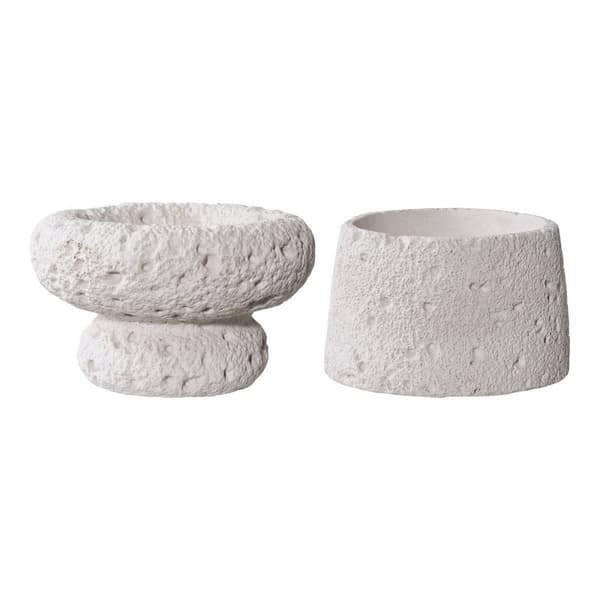 Rootz 2 -osainen asetettu kynttilänjalastaja - sementti kynttilänjalusta - harmaa kynttilakkuri - kestävä ja tyylikäs - 10,51 cm x 10,51 cm x 6,87cm