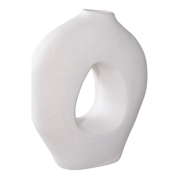 Rootz keramisk vit vas - dekorativ - elegant - förbättrar dekor - 24x10,5x27,8 cm
