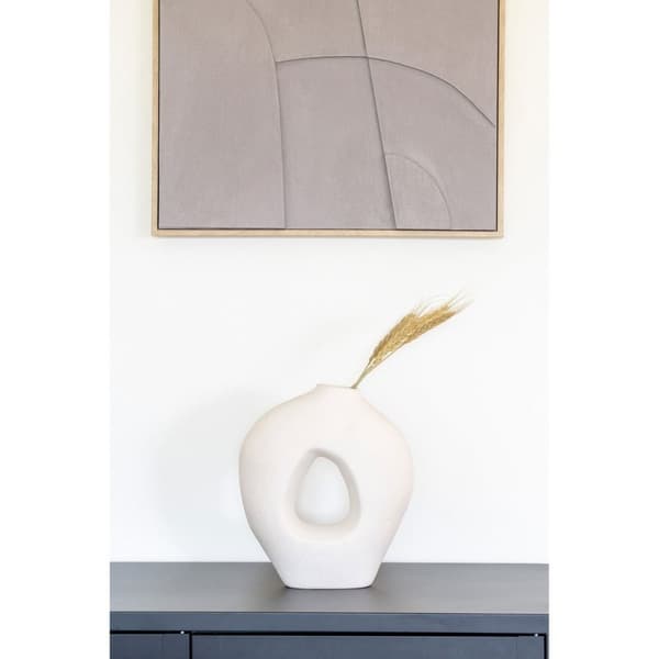 Rootz keramisk vit vas - dekorativ - elegant - förbättrar dekor - 24x10,5x27,8 cm