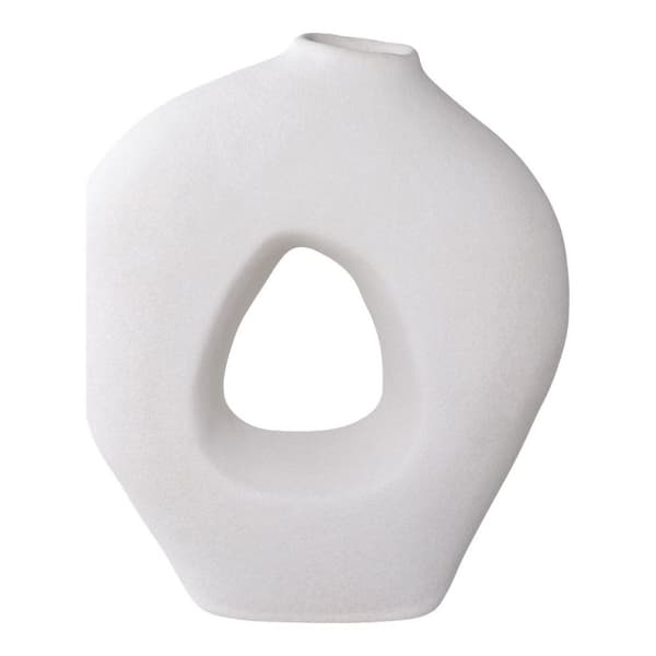 Rootz keramisk vit vas - dekorativ - elegant - förbättrar dekor - 24x10,5x27,8 cm