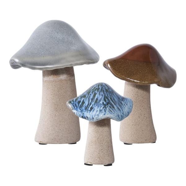 Rootz -sarja 3 keraamista sisustussieniä - hahmot - koristeet - vilkkaat värit - 7,48 cm x 9,31 cm x 7,48cm