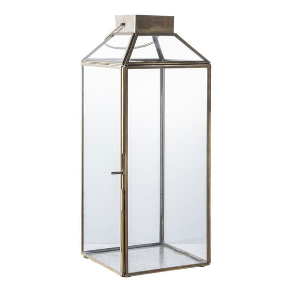 Rootz Lantern Antique messinki - Metall Lantern - Glass Lantern - Vintage Decor - 13,5 cm x 13,5 cm x 35cm