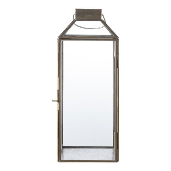 Rootz Lantern Antique messinki - Metall Lantern - Glass Lantern - Vintage Decor - 13,5 cm x 13,5 cm x 35cm