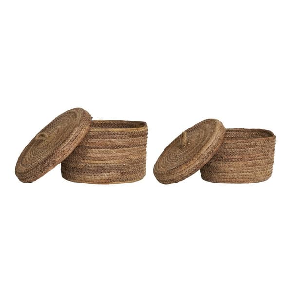 Rootz Natural Banana Leaf Baskets - SEAGRASS LAGRING Korgar - Handvävda dekorativa korgar - 2124 cm x 2124 cm x 1416 cm