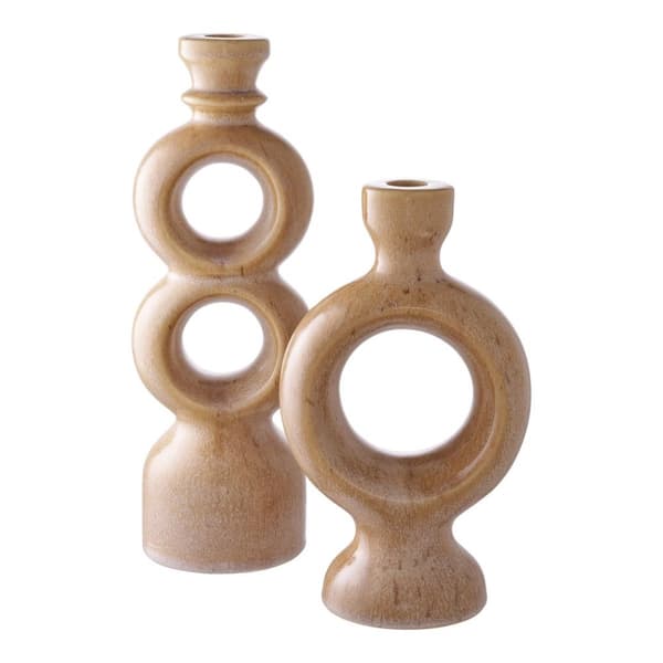 Rootz Brown Ceramic Candle Holder - Modern Decor - Stylish Candle Display - Hållbar - 13,5x8,8x23,5 cm