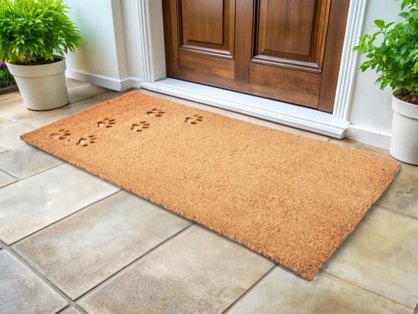 Dørmatte Natural Coir PVC-bakside Anti-skli 55 x 120 cm Hjem Tassetrykk Motiv Moderne Innendørs Dekorasjon