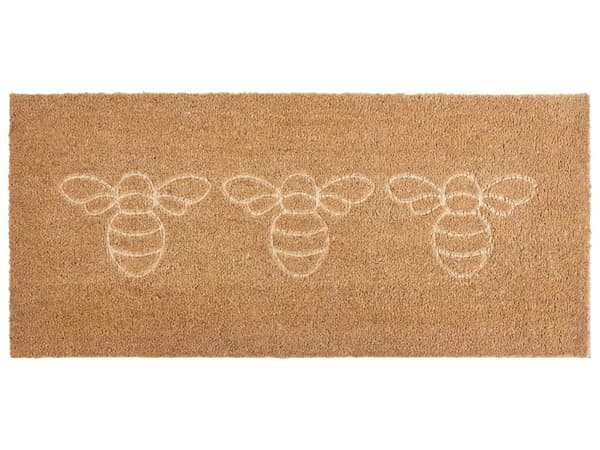 Dørtrinsmåtte naturfarvet kokosfiber-PVC 55 x 120 cm humlemønster skridsikkert rektangel moderne stil