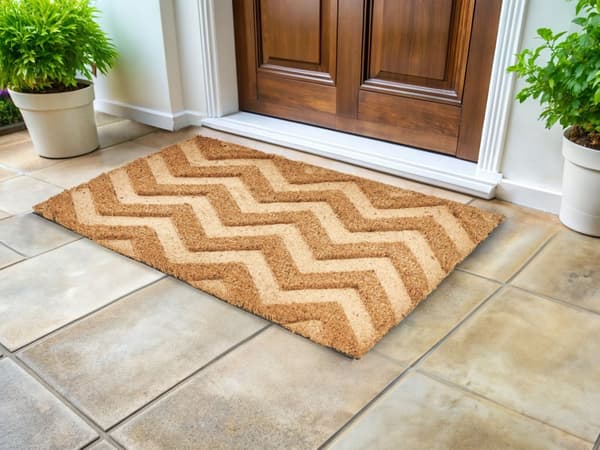 Dørmåtte Naturlig Kokosfiber med skridsikker PVC-bagside 40 x 60 cm Tekstmotiv Moderne Stil