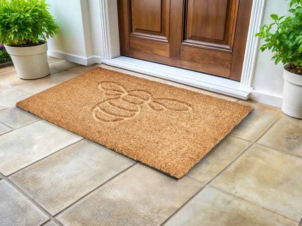 Dørmåtte Naturlig Kokosfiber med skridsikker PVC-bagside 40 x 60 cm Tekstmotiv Moderne Stil