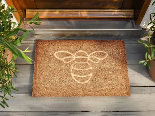 Dørmåtte Naturlig Kokosfiber med skridsikker PVC-bagside 40 x 60 cm Tekstmotiv Moderne Stil