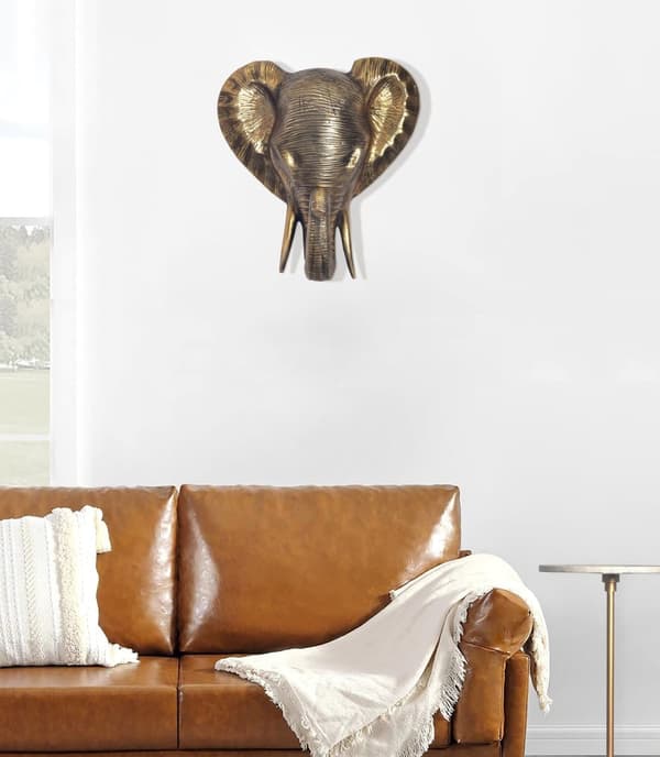 Rootz Elephant Head Wall Decor - Håndlavet skulptur - Unikt kunstværk - Solid aluminium - 33 cm x 41 cm x 20 cm