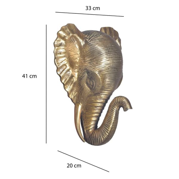 Rootz Elephant Head Wall Decor - Håndlavet skulptur - Unikt kunstværk - Solid aluminium - 33 cm x 41 cm x 20 cm