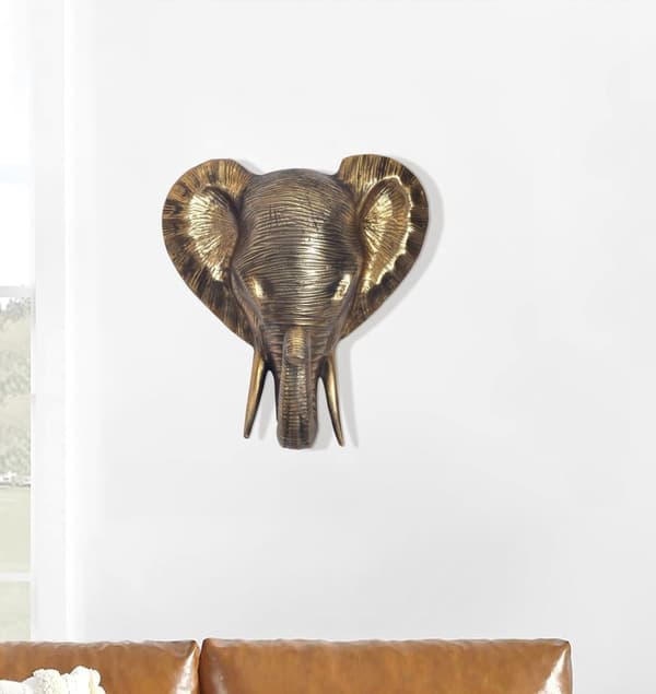 Rootz Elephant Head Wall Decor - Håndlavet skulptur - Unikt kunstværk - Solid aluminium - 33 cm x 41 cm x 20 cm