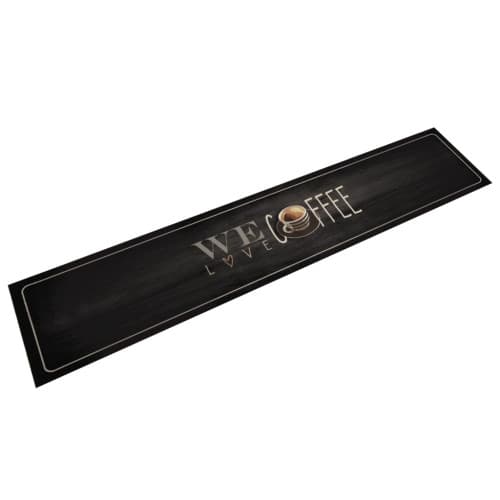 Köksmatta maskintvättbar text kaffe 60x300 cm sammet