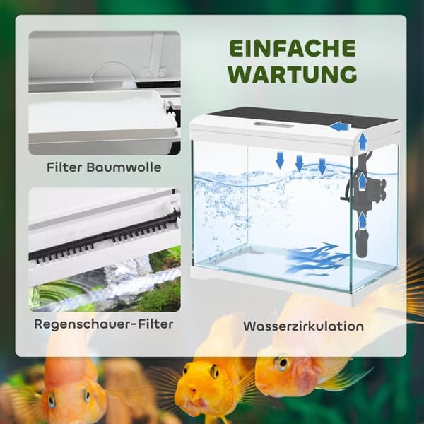 Rootz 17L Tropical Aquarium - Fish Tank - LED Light Aquarium - Nem vedligeholdelse - 35 cm x 21 cm x 31 cm