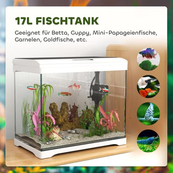 Rootz 17L Tropical Aquarium - Fish Tank - LED Light Aquarium - Nem vedligeholdelse - 35 cm x 21 cm x 31 cm