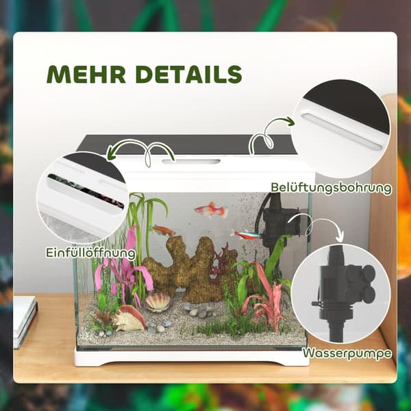 Rootz 17L Tropical Aquarium - Fish Tank - LED Light Aquarium - Nem vedligeholdelse - 35 cm x 21 cm x 31 cm