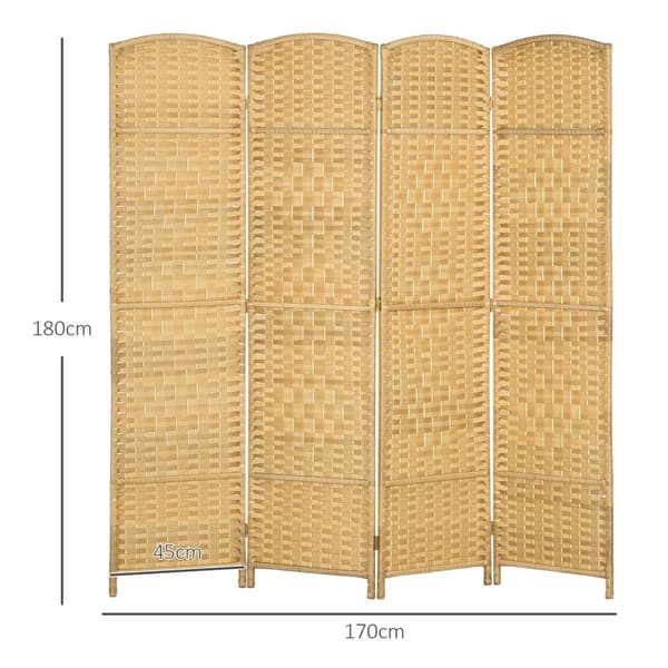 Rootz 4 Panel Paravent - Room Divider - Privatlivsskærm - Ingen samling nødvendig - 180 x 1,7 x 180 cm fyrretræ