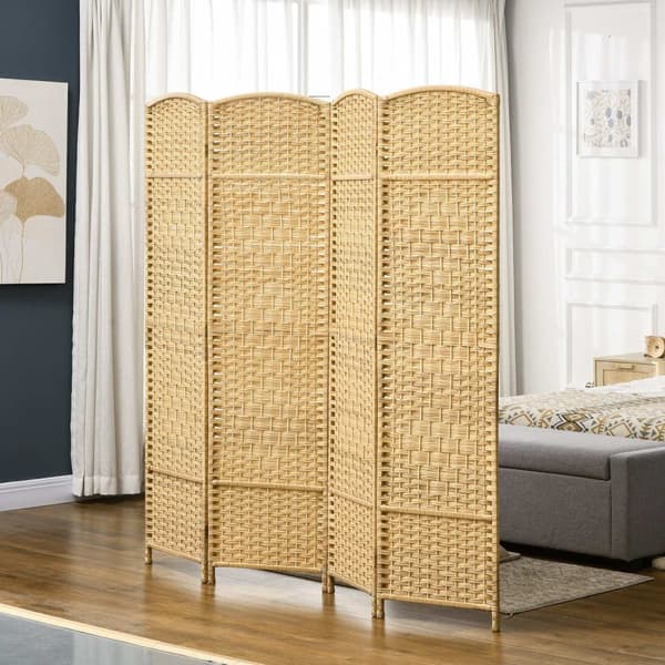 Rootz 4 Panel Paravent - Room Divider - Privatlivsskærm - Ingen samling nødvendig - 180 x 1,7 x 180 cm fyrretræ