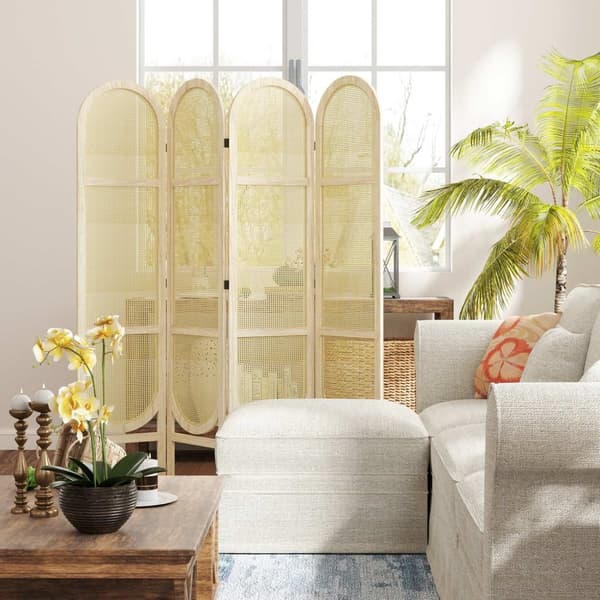 Rootz 4 Panel Wood Paravent - Room Divider - Foldeskærm - Elegant Privacy Solution - 170 x 160 cm