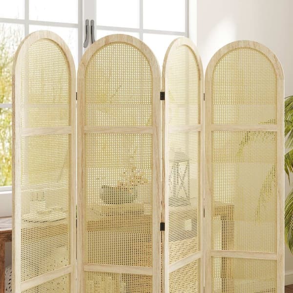 Rootz 4 Panel Wood Paravent - Room Divider - Foldeskærm - Elegant Privacy Solution - 170 x 160 cm