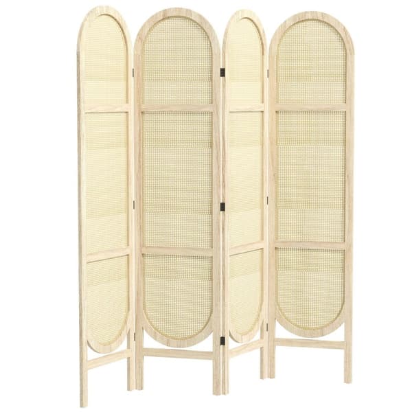Rootz 4 Panel Wood Paravent - Room Divider - Foldeskærm - Elegant Privacy Solution - 170 x 160 cm