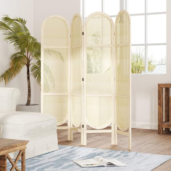 Rootz 4 Panel Wood Paravent - Room Divider - Foldeskærm - Elegant Privacy Solution - 170 x 160 cm