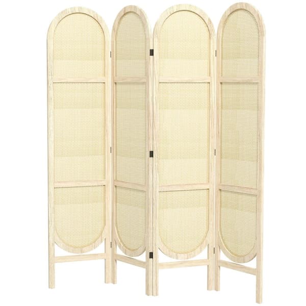 Rootz 4 Panel Wood Paravent - Room Divider - Foldeskærm - Elegant Privacy Solution - 170 x 160 cm