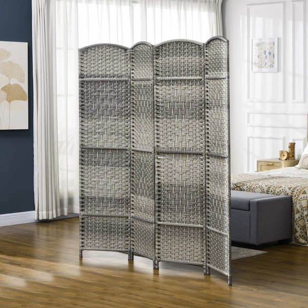 Rootz 4 Panel Room Divider - Interior Paravent - Foldbar Privacy Screen - Hållbar tallram - 180 cm x 1,7 cm x 180 cm