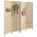 Miniatyrbild 6 av 6: Rootz 4 Panel Wood Paravent - Room Divider - Foldbar Partition - Sekretesslösning - 152 cm x 1,7 cm x 144,5 cm brun
