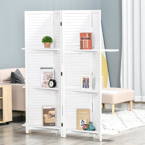 Rootz 4 Panel Paravent Room Divider - Blind døre - Foldeskærm - Forbedring af privatlivets fred - 160L x 170H CM White