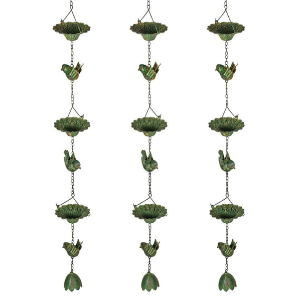Rootz 3er -sarja sadeketju - tyhjennysketju - sateenvirtaketju - korroosiokestävä - 123 cm x Ø12cm helpon puutarhan sisustamiseksi