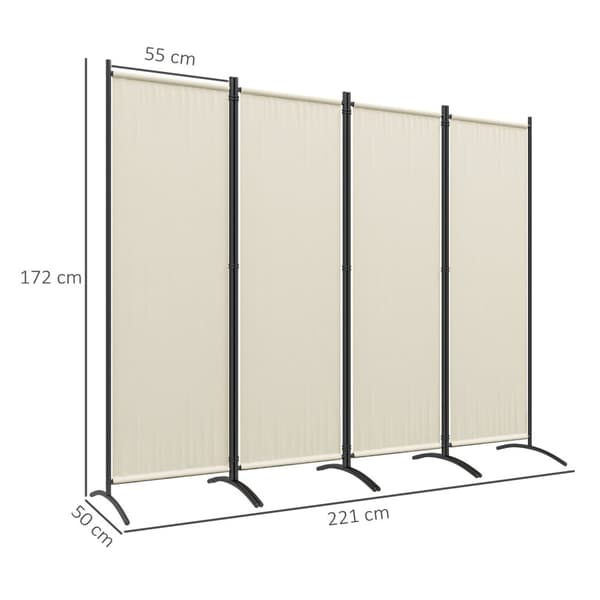 Rootz 4 -Panel udendørs Paravent - Privatlivsskærm - Room Divider - Nem opbevaring - 221 cm x 172 cm - Cream stof