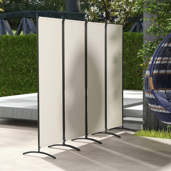 Rootz 4 -Panel udendørs Paravent - Privatlivsskærm - Room Divider - Nem opbevaring - 221 cm x 172 cm - Cream stof