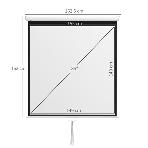Rootz 85 -tuumainen TV -projektio -näyttö - Home Cinema -näyttö - 4K HD -näyttö - Automaattinen säätö - 149cm x 149cm | Paranna visuaalista kokemusta!