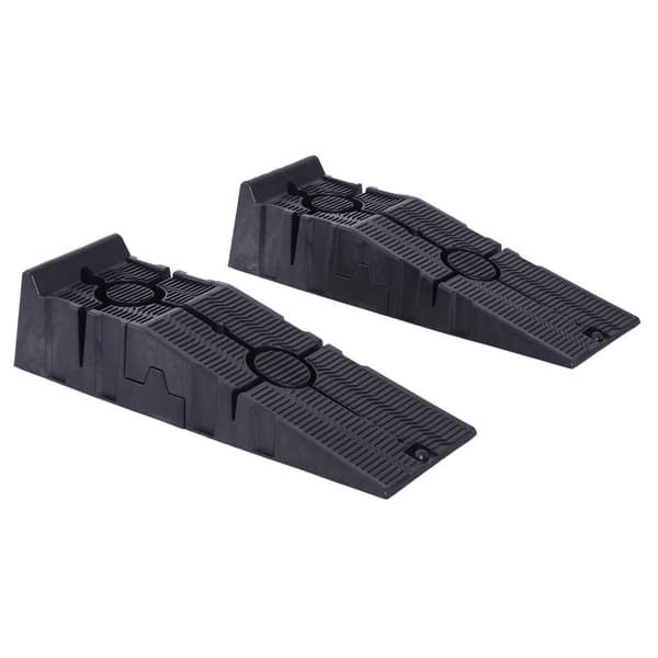 Rootz Car Access Ramps - Plastic Ramps - Vedligeholdelse af køretøjer - stødfast og stable - 2,5 ton kapacitet - 91x30x21 cm - sort